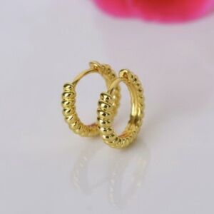 Twisted Mini Hoop Earrings | Waterproof 14K Gold Plated | Minimalist Jewelry